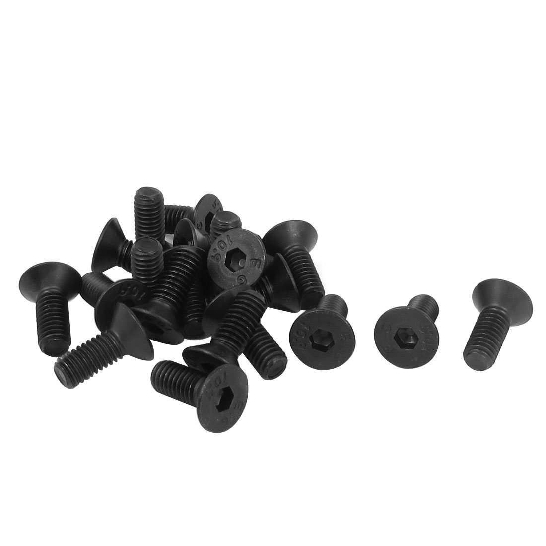 Sourcingmap M6 x 16mm Metric Hex Socket Countersunk Head Screw Bolts Black 20PCS