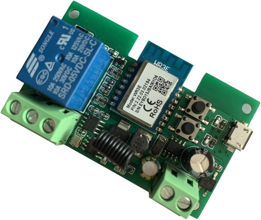 MHCOZY Updated WiFi Wireless Smart Switch Inching Self-locking Relay Module,Set Inching Time from 0.5 second to 1 Hour,be applied to access control,DIY WIFI Garage Door Opener (1CH Smart life app)