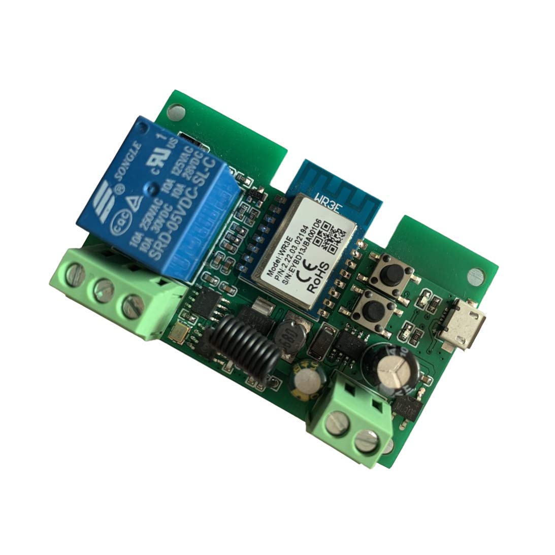 MHCOZY Updated WiFi Wireless Smart Switch Inching Self-locking Relay Module,Set Inching Time from 0.5 second to 1 Hour,be applied to access control,DIY WIFI Garage Door Opener (1CH Smart life app)