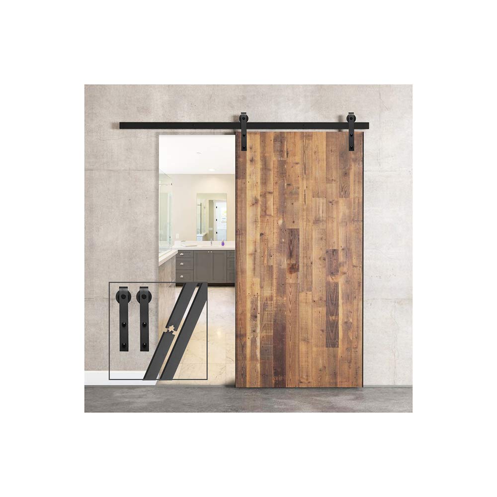 7FT/213cm Sliding Barn Door Hardware Kit Sliding Door Kit Barn Door Kit for Single Door,J-Shaped Hanger