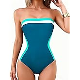 DaiLiWei Women One Piece Swimsuit Strapless Bandeau Bathing Suits Tummy Control Slimming Shapewear Swim Suits Halter Swimwear