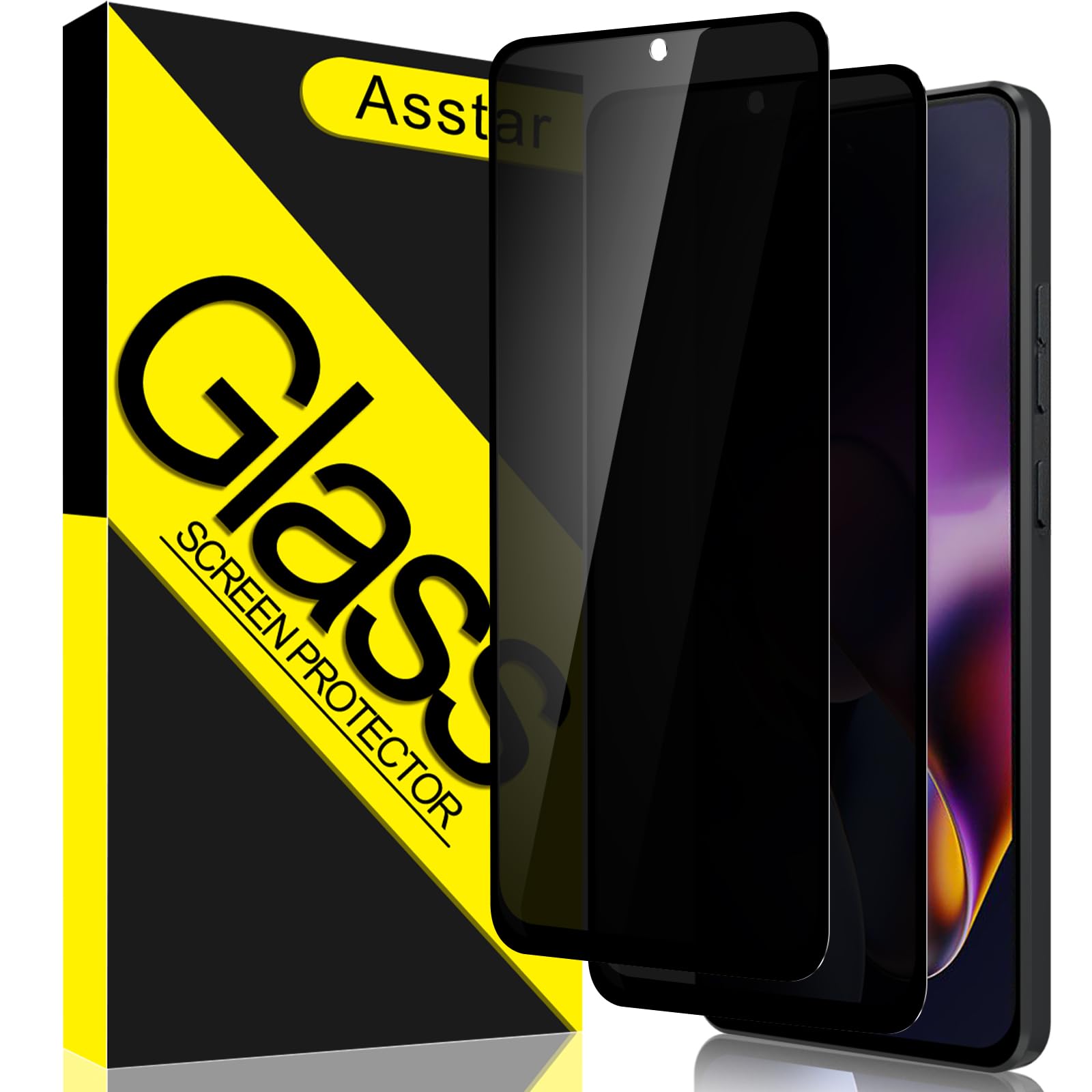 Asstar [2 Pack] Privacy Screen Protector for Moto G Stylus 5G 2024, 9H Hardness Tempered Glass Screen Protector for Moto G Stylus 5G 2024, Anti-Scratch Case Friendly Easy Install Bubble Free