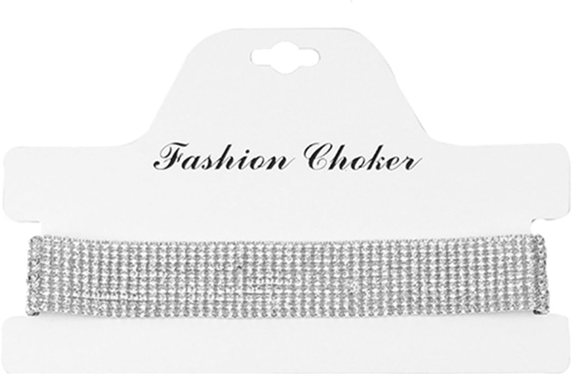 Glamaker Women's Wide Thick Diamond Neck Rhinestone Choker Necklace