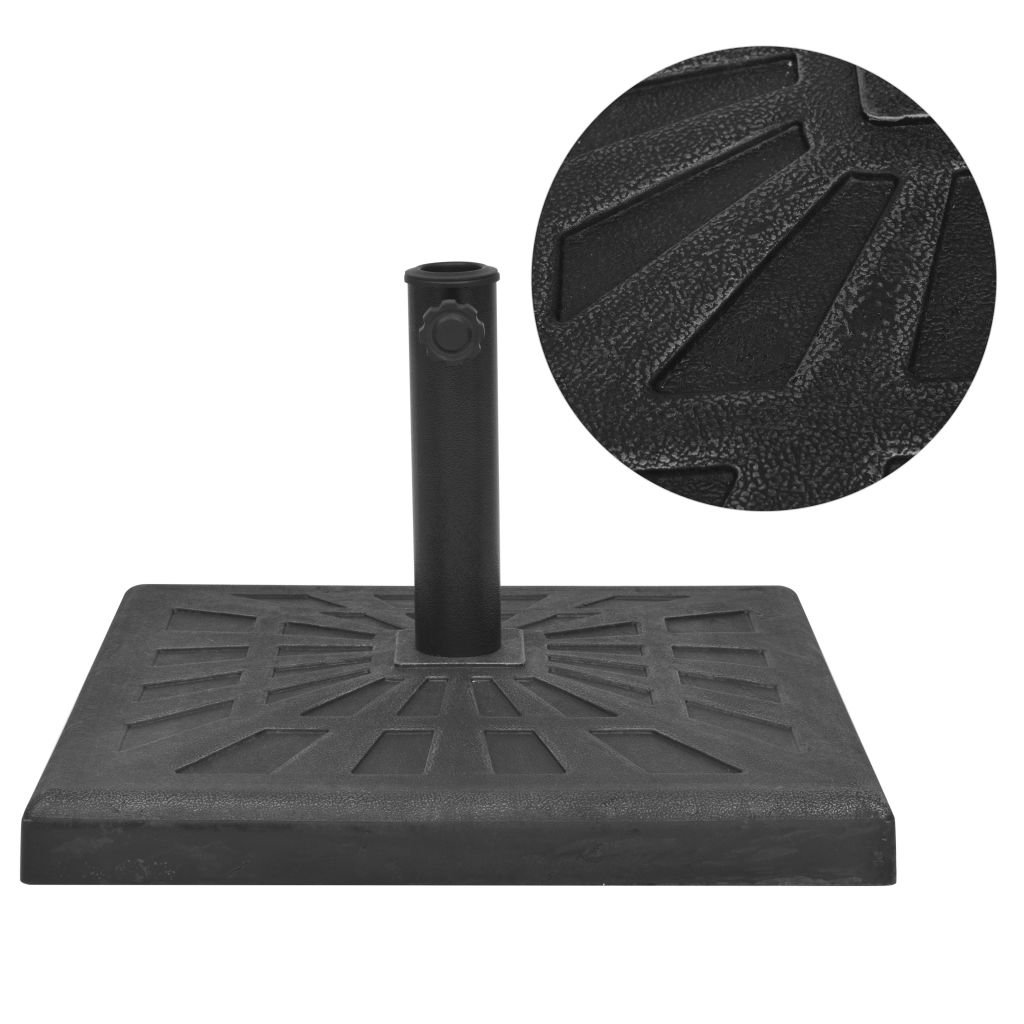 vidaXL Parasol Base Resin Square Black 12 kg Outdoor Umbrella Holder