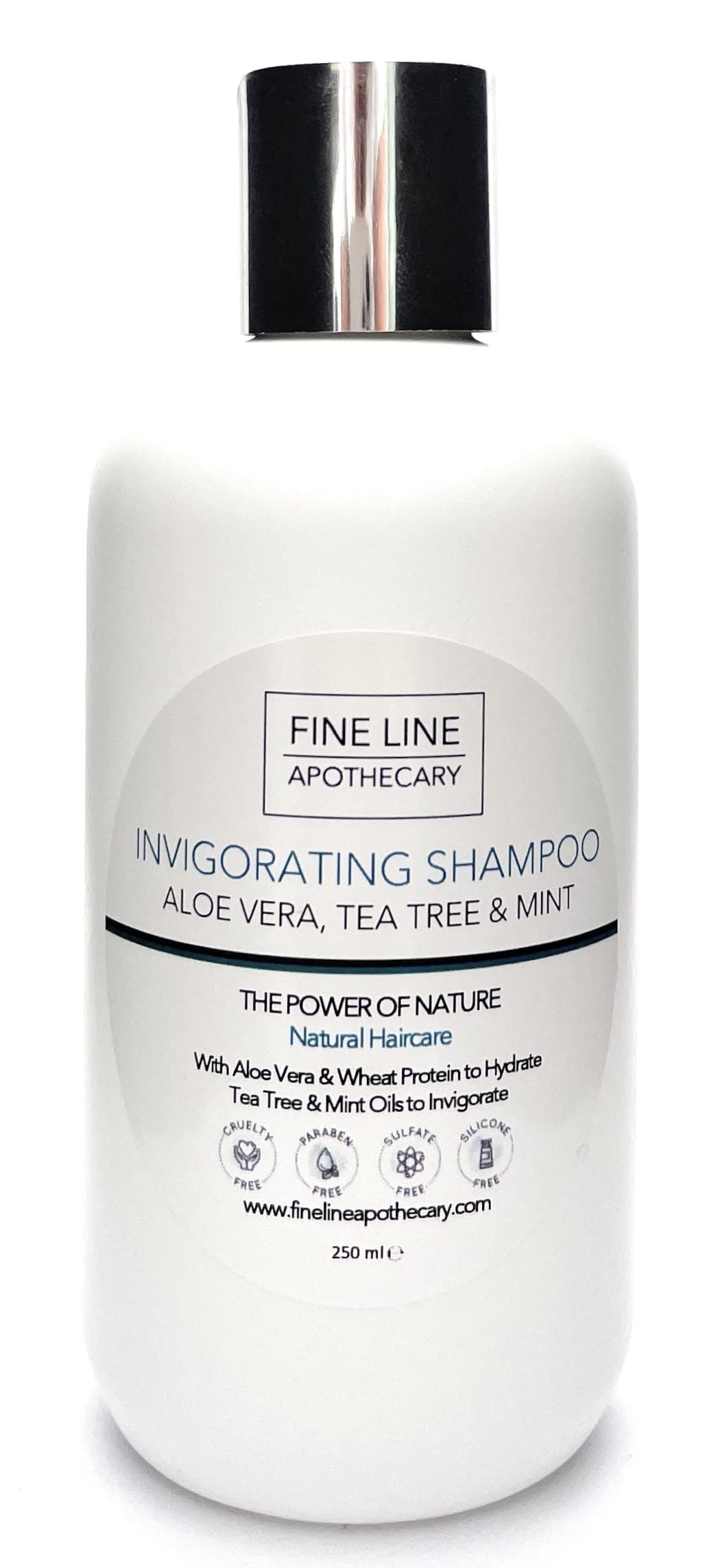 Fine Line Apothecary Invigorating Scalp Shampoo – 99% Natural-Origin – With Tea Tree, Mint & Aloe Vera – pH 5.5 Balanced for Sensitive Skin – Sulfate & Paraben Free – 250ml