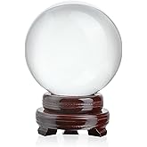 150mm/6inch Clear Crystal Ball with Wooden Stand Fortune Teller Mystical Quartz Ball Photography Props FengShui Divination Sp