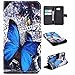 Note 5 Case,Galaxy Note 5 Case,Gift_Source[Blue Butterfly] [Wallet Function] [Stand Feature] Magnetic Snap Case Wallet Premium Wallet Case Flip Case Cover for Samsung Galaxy Note 5