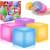 4 Pack Stress Cube Fidget Toys Large Size Squishy Stress Balls for Adults Kids, Sensory Calming Toys Slow Rising for Relaxation, Squishies Anxiety Stress Relief Toy with Thick Substance