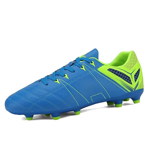 DREAM PAIRS Men's Outdoor Athletes Cleats Football Boots Soccer Shoes Sneakers and Teen Training,Size 11,Royal/Lemon/Green,160471-M
