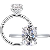 getlove 1.5/2/3CT Oval Cut Moissanite Engagement Ring 18K White Gold Plated 925 Sterling Silver D-Color VVS1 Solitaire with Hidden Halo Wedding Ring for Her Promise Ring for Women