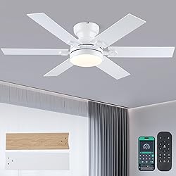 Goniyado 46" White Low Profile Ceiling Fans with