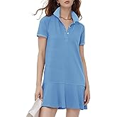 Flygo Womens Polo Dress Collared Short Sleeve Ruffle Golf Tennis T Shirt Sports Workout Mini Summer Dresses Tunic Pique