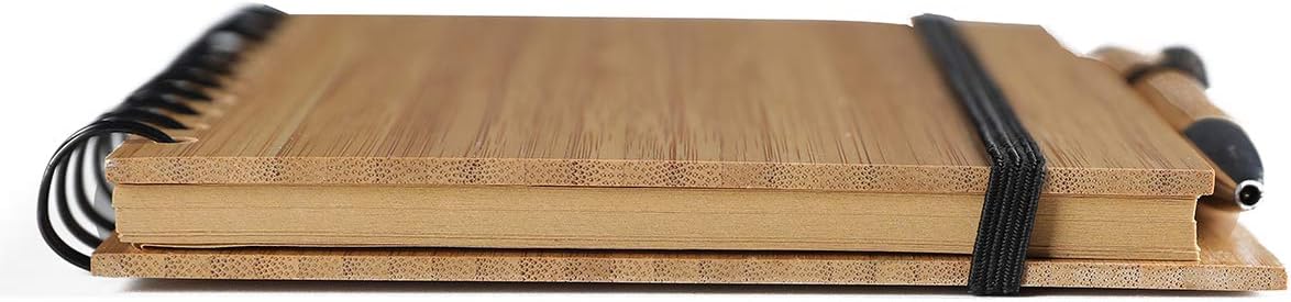 Spiral Notebook A5 Bamboo Notebooks/Journals With Pen for Journaling Writing Note Taking Diary and Planner ，Bamboo notepad, 70 Sheets : Office Products
