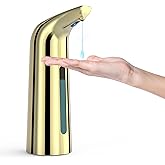 XZUO Automatic Soap Dispenser with Infrared Sensor - Adjustable 4-Level Touchless Hand Soap for Kitchen, Bathroom - Battery Operated Electric Dispenser, Durable Plastic, Smart Soap Holder （400ml Gold）