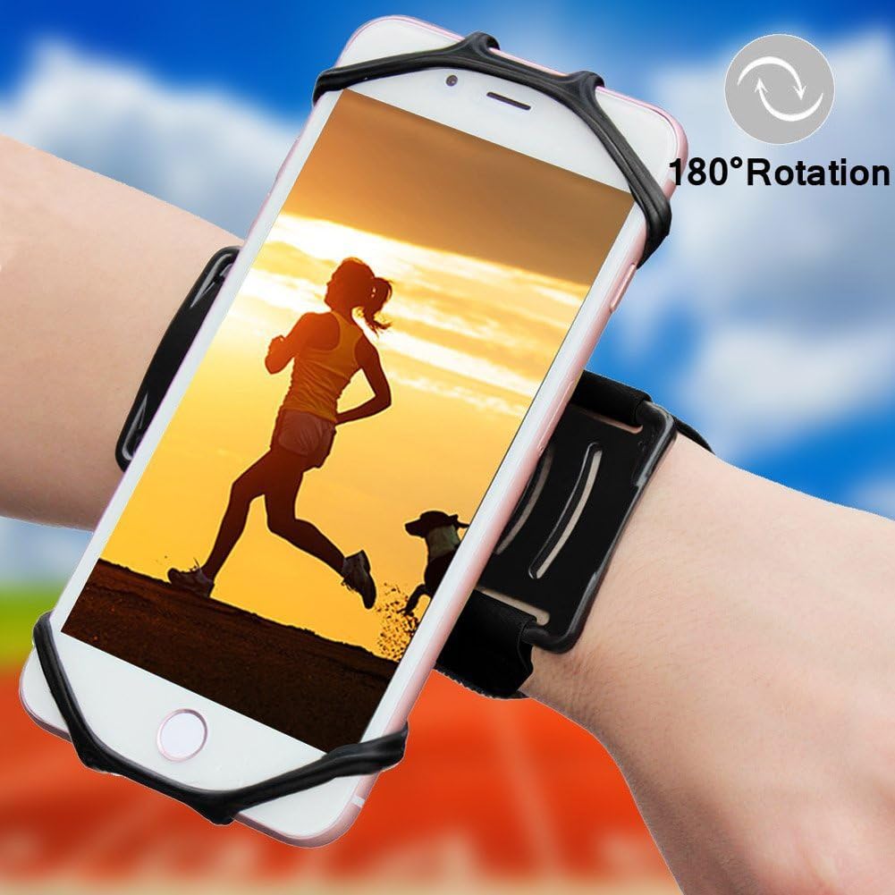Forearm Wristband - Sports Armband Running Sports Wristband 180°Rotatable Workout Forearm Band for Jogging Gym Running Cycling Hiking,Universal 4" to 5.5" Sport Wristband Phone Holder with Adjustable Strap for iPhone 7/7 Plus/6S/6/5S, Samsung S8/S8 Plus/S7 Edge/Galaxy S5(BLACK)