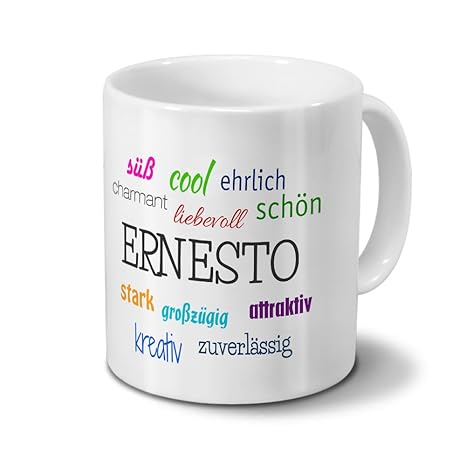 Taza con nombre Ernesto - diseño de características positivas - nombre de taza, taza de