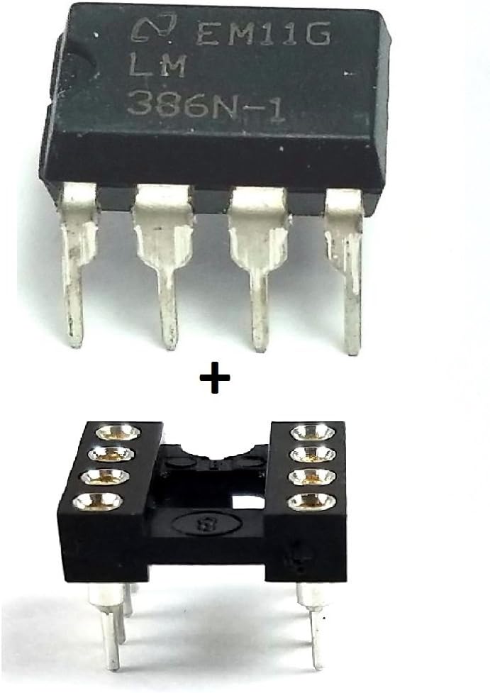 Juried Engineering LM386N-1 IC Audio Power Amplifier & 8-Pin DIP Sockets with Machined Contact Pins Breadboard-Friendly (Pack of 5)