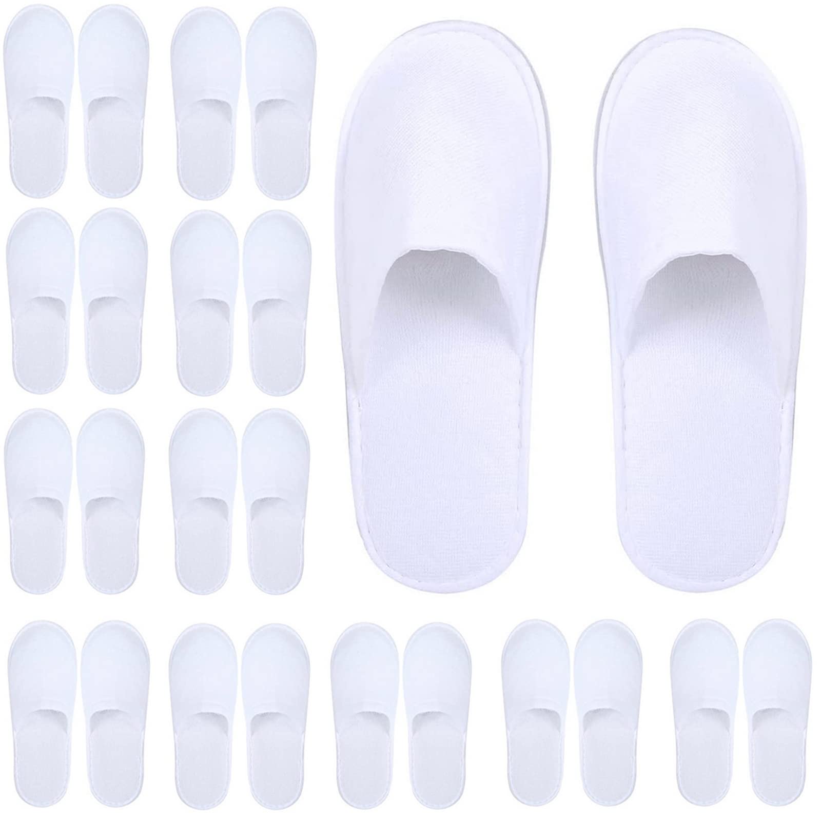 kuou 12 Pairs Disposable Spa Slippers, Closed Toe Womens White Slippers for Girls Women, Party Guest Travel Home Hotel Use
