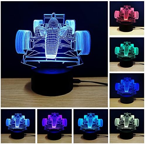 VOMHOME 3D LED Night Light,Multi 7 Color Charge Button LED Desk Table Light Lamp Bedroom Children Room Decorative Night Light (Sport Car)