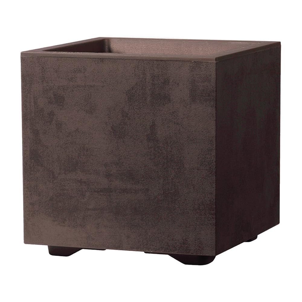 Photo 1 of Deroma Millennium 10” Cube Planter | Light & Durable Plastic | Indoor or Outdoor Square Pot for Patio/Porch | Includes Water Reserve & Drain Plug | Trendy Planter for Plants, Flowers, Garden | Brown