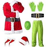 AYJK7 Halloween Costume for Men Green Monster Costumes with Mask Furry Adult Suit Christmas Outfit