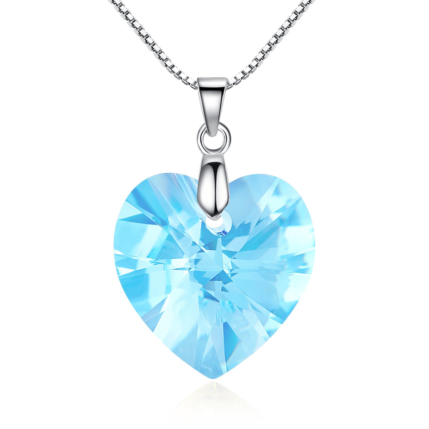 GoSparking Aquamarine azul cristalino del corazón el oro blanco K plateó el