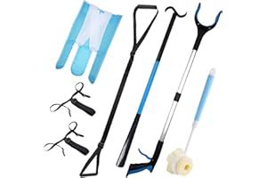 Hip Replacement Kit for Seniors 6PCS: Leg Lifter, Sock Aid, Reach Grabber Pickup Tool, Long Shoe Horn & Dressing Stick and Pa