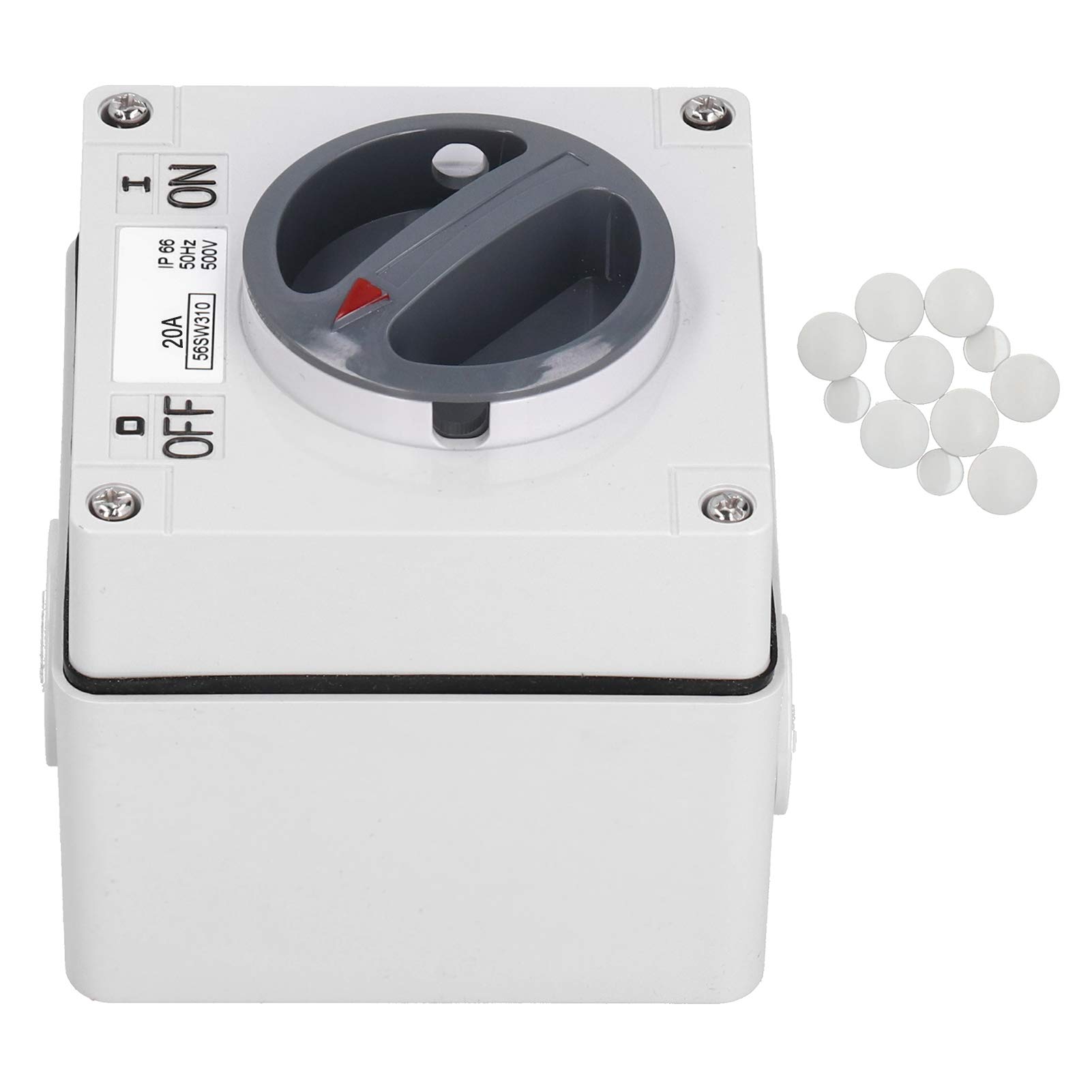 Outdoor Switch Power Isolator Waterproof Dustproof Isolation Rotary On Off Buttons Indicators 7mm Wall Thickness Wall Switch with Safety Lock Hole 500V(3P20A)