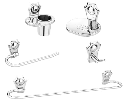 iSTAR Premium Stainless Steel Bathroom Accessories Set/Towel Ring/Robe Hook/Towel Rack/Towel Bar/Soap Dish/Tumbler Holder
