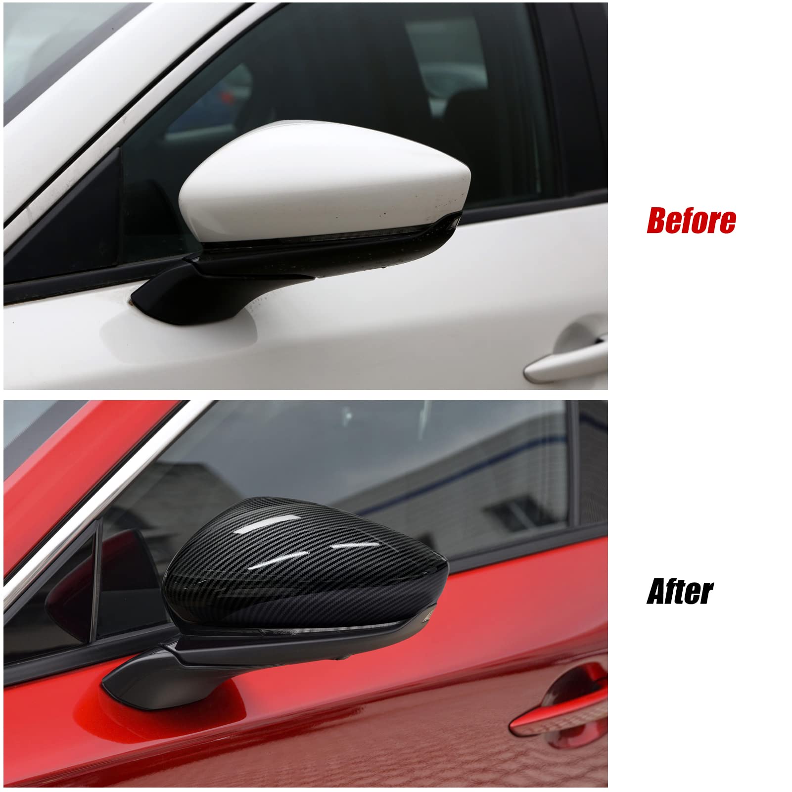 ANFOKAS Compatible with Mazda 3 2025 2024 2023 2022 2021 2020 Accessories Aggressive Look Car Exterior Door Side Rearview Mirror Cover Trims Cap Protector -Carbon Fiber Style