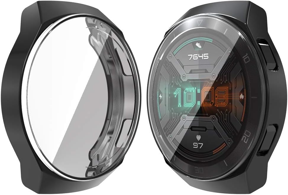 RLTechCase for Huawei Watch GT 2e, Ultra-Thin Silicone Bumper Flexible Case Cover for Huawei Watch GT 2e, Black