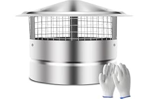 Willgoon 12 Inch Round Chimney Cap, (6/8/10/12) Inch Tapered Top Chimney Cap with Screen, 0.5x0.5 Inch Mesh Screen Stove Pipe Topper, Stovepipe Finial, Galvanized Steel Quality, Silver