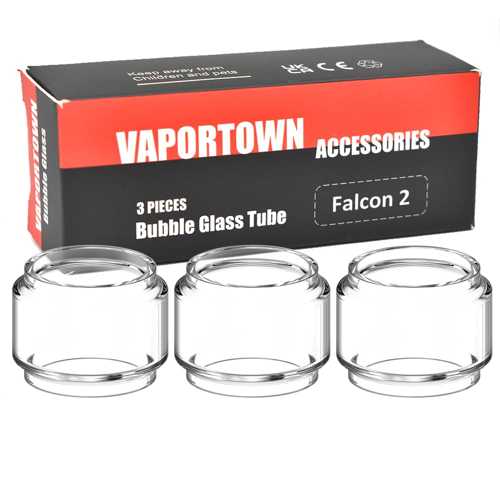 Vaportown 3X Spare Bubble Glass Tube for Horizon Falcon 2 Tank Transparent Fatboy Replacement Bulb Glass for Horizontech Falcon 2 Sub-ohm Tank