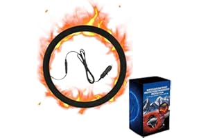 Heated Steering Wheel Cover, Car Steering Wheel Heater– 12V Fast Heating PU Leather Car Wheel Warmer, Universal Fit 14.5–15.5