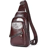 KPYWZER Vintage Leather Sling Bag Backpack for Men Crossbody Shoulder Chest Day Pack Backpacks