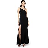 Dress the Population Womens Amy Asymmetrical Neckline Sleeveless High Slit Maxi Dress