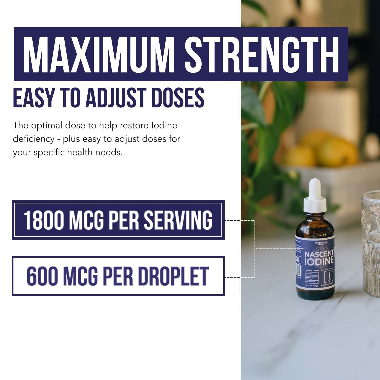 Nascent Iodine Supplement 400 Servings, Glass Bottle, Vegan, 1800 mcg - 600 mcg per Drop - Pure, Clear Color - Supports Thyroid Health, Energy, Immunity & Metabolism (2 oz.)