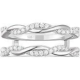 Blongme Infinity Twisted Ring Enhancers for Engagement Rings Guard Wrap Wedding Bands for Women Half Eternity Stackable 925 Sterling Silver Cubic Zirconia Cz Size 5-10