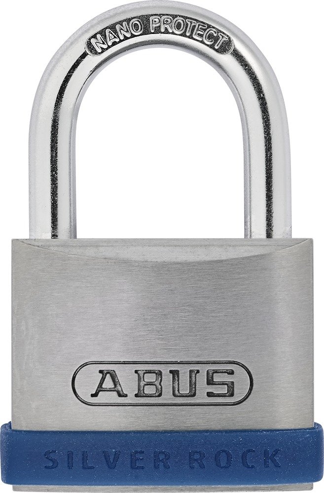 ABUS Silver Rock 5/40 Padlock Made of Solid Zinc - with Silicone Protective Frame - Cellar Lock and Much More - ABUS Security Level 5 - Blue/Silver