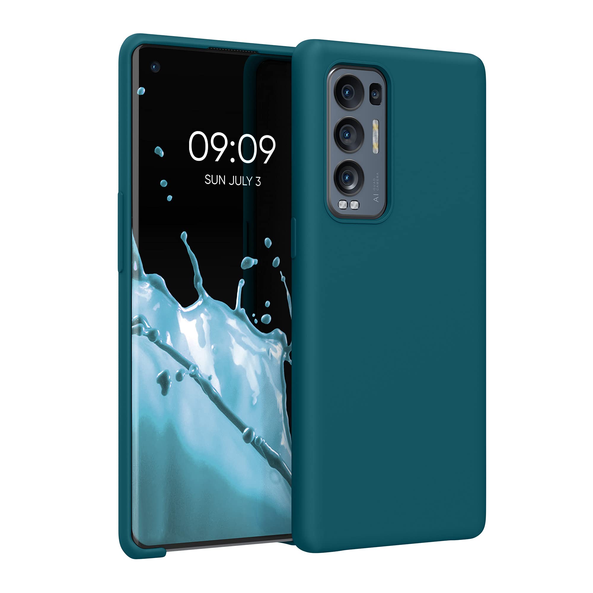 kwmobile Case for Oppo Find X3 Neo Case - Soft Cover - Shockproof Silicone - Wireless Charging Teal Matte — image 1