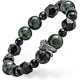 GUXI-Wilderness Obsidian Bracelet High Purity Malachite Bracelets for Men Handmade Natural Premium Gemstone Beads Protection Bracelet Vintage Snake Jewelry Raiders Gifts for Men