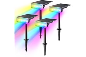 Consciot Solar Spot Lights Outdoor, Adjustable 170° Solar Outdoor Light, 7 Multicolored Garden Light Waterproof IP65, Landscape Lighting for Yard Pool Garden Tree, 4 Pack