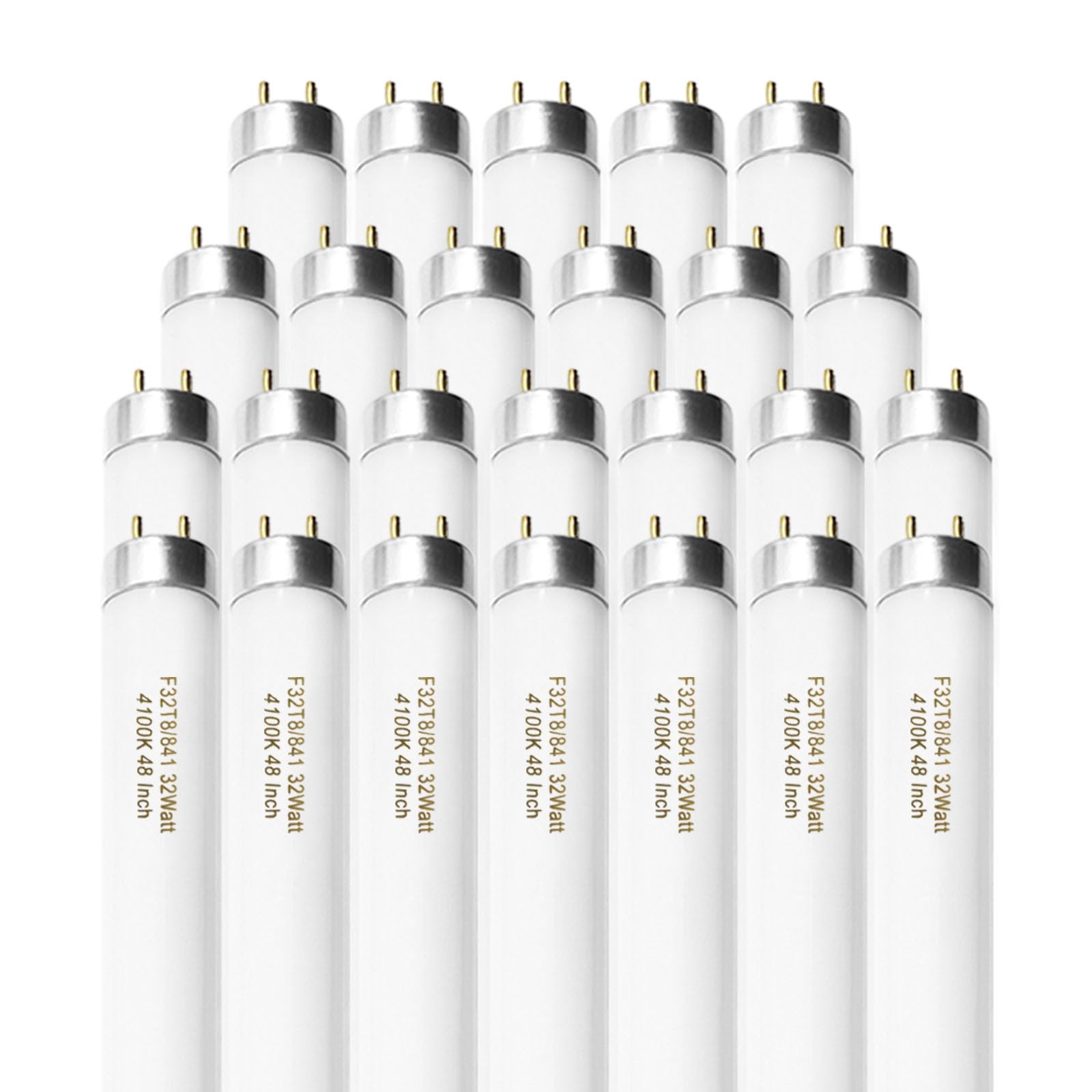 Photo 1 of Konideke 25 Pack F32T8/841 Fluorescent Tube 48 Inch, T8 Fluorescent Light Bulb 4 Foot 32 Watt 4100K Cool White 2600 Lumens G13 Base
