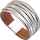 KunBead Leather Wrap Bracelets for Women Handmade Braided Boho Multi-Layer Bracelet Wristband Cuff Bangle Birthday Jewelry