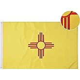 VICDRIA New Mexico State Flag 5x8 Ft, Deluxe Full Embroidered Premium Polyester Durable NM Outside Flags, Zia Flag with Sewn Stripes and Brass Grommets for Indoor/Outdoor