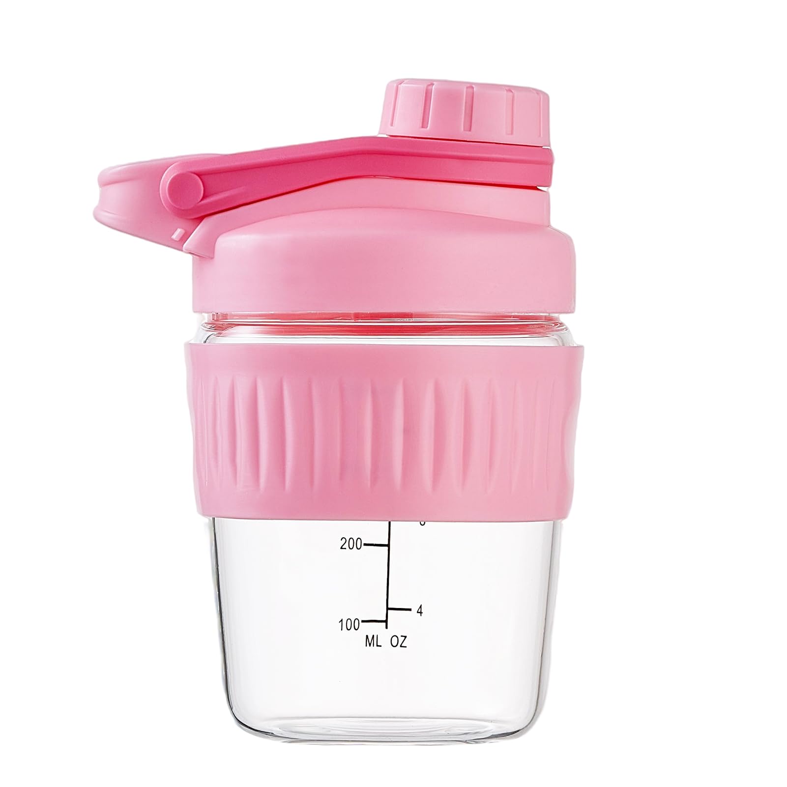 Photo 1 of 12oz Small Glass Shaker Bottle, Borosilicate Glass Protein Powder Gym Workout Small Shaker Cup Mixes for Protein Mixes with Blending Ball (C-PINK, 1)