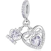 Birthstone Charms for Pandora Charms Bracelets - 925 Sterling Silver Infinity Heart Dangle Charm fit Bracelet and Necklace Birthday Jewelry Gifts For Women