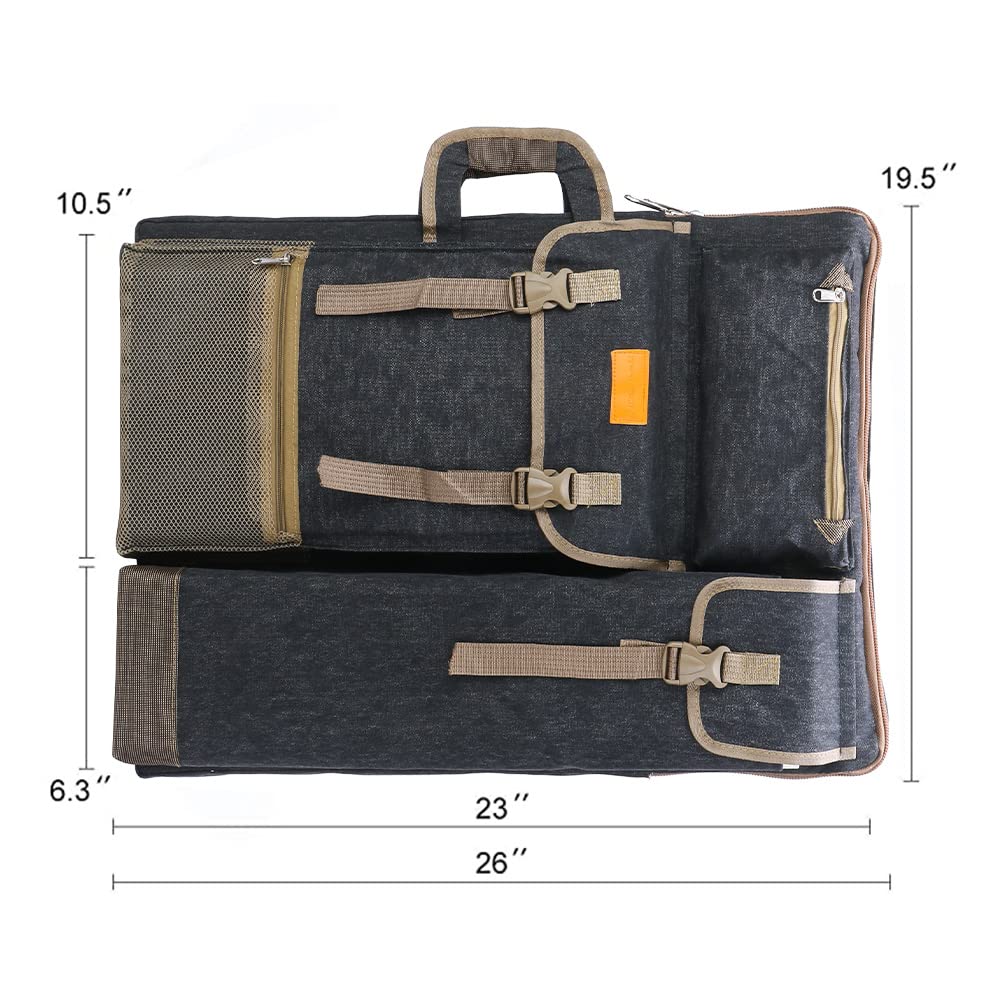 TRANSON Art Portfolio Case Artist Backpack Canvas Bag Large 26” x 19.5”