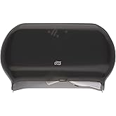 Tork Twin Jumbo Toilet Paper Roll Dispenser Smoke T22, Refill Indicator Window, 56TR