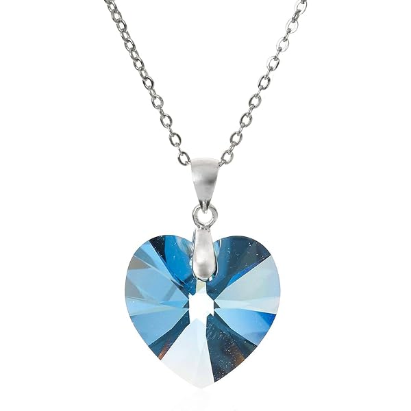 Sterling Silver Necklace & Earrings Set With Austrian Crystal Heart Pendant – Vitrail Light, 16-18" Adjustable